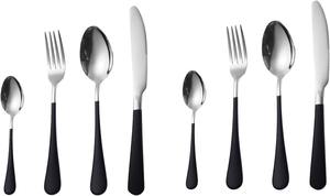 Juego de cubiertos de acero inoxidable de primera calidad con elegantes mangos negros, perfecto para bodas elegantes, cubertería de lujo para cenas. - Product Image 4