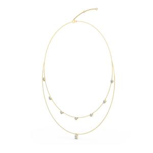 Collier élégant à double rangée de diamants de laboratoire de forme poire et ronde de 2,36 CTW en or rose 9 carats - Product Image 5