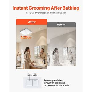 Ventilatore da soffitto premium con luce LED 4000K, 80 CFM, motore silenzioso da 1,5 Sones, per bagno e lavanderia - Product Image 6