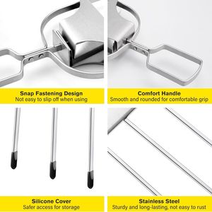 Juego de 4 Brochetas de Acero Inoxidable de 14 Pulgadas para Asar Kebab con Barra Deslizante de 3 Puntas, Herramientas Esenciales para Barbacoa - Product Image 4