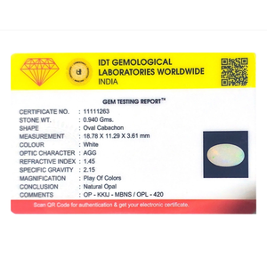 Natural White Fire Opal Cabochon 4.7 Carat Certified Loose Gemstone AAA Quality - Product Image 4