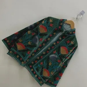 Floral Suzani Embroidered Velvet Jacket Womens Short <b>Coat</b> Boho Winter Wear Handmade Ethnic Jacket Wholesale Price - Product Image 3