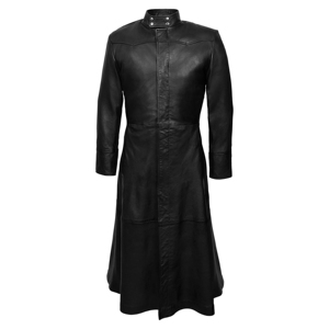 Manteau en cuir pleine longueur pour homme, style Matrix Neo, 100% cuir Napa souple véritable, noir, trench-coat pleine longueur, ODM/OEM - Product Image 1