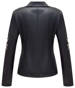 Unique Style Faux <b>Leather</b> Quilted Breathable <b>Long</b> Sleeve <b>Women's</b> Winter Motorcycle <b>Jacket</b> Customizable High Quality Windproof - Product Image 2