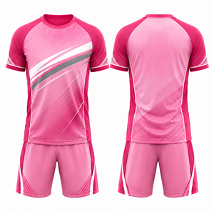 Conjunto de Camiseta y Pantalones Cortos de Fútbol Personalizados con Nombre del Jugador por Transferencia Térmica, Unisex, OEM, de Secado Rápido, Transpirable, Resistente al Viento, con Cuello en V - Product Image 1