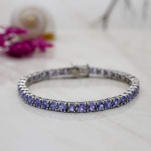 Pulsera de tenis de tanzanita natural, piedra de nacimiento de diciembre, pulsera de plata de ley con gema azul, regalo elegante para mujer - Product Image 3