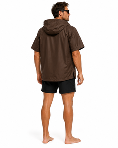 Parka de bain unisexe personnalisé imperméable à capuche et manches courtes, séchage rapide, avec fermeture éclair intégrale pour la natation, le surf, la plage et la piscine - Product Image 4
