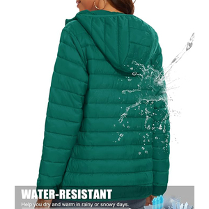 OEM Custom Logo <b>Women</b> Canvas Woven <b>Lightweight</b> Quilted Padded Hooded Collar Breathable Windproof Customized <b>Jackets</b> - Product Image 2