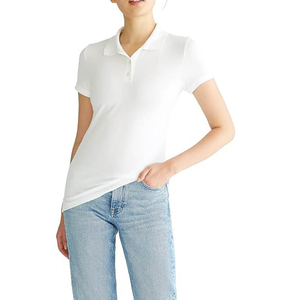 T-shirt de golf rose pour femme, décontracté, à manches courtes, en jersey polyester/coton de haute qualité, séchage rapide et respirant - Product Image 1
