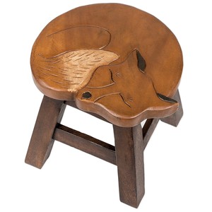 Tabouret en bois d'acacia fait main en forme de tête de lion |   Sculpture d'animal rectangulaire traditionnelle |   Écologique, durable, or brun sculpté - Product Image 3
