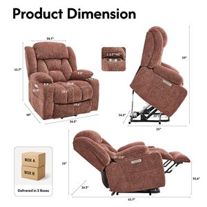 Poltrona Reclinabile Elettrica per Anziani con Funzioni Massaggio e Riscaldamento, Poltrona in Pelle per il Massimo Comfort in Soggiorno - Product Image 2