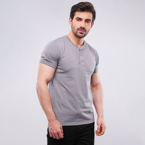 Camiseta Henley de Manga Corta Personalizada al por Mayor, 100% Algodón, Lisa, con Serigrafía, Cuello con Botones, para Hombre, 220g, Camiseta Henley Blanca - Product Image 3