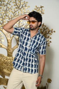 Chemise à manches longues 100 % coton pour homme – Écologique, respirante, élégante, décontractée pour l'été, col rabattu, tricotée - Product Image 4