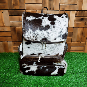 Luxury Top-Grain <b>Leather</b> Hair-on-Hide <b>Backpack</b> Genuine Cowhide Fur <b>Laptop</b> Rucksack Custom Logo LHBP-0216 - Product Image 1