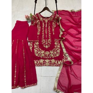 ชุดเสื้อปาร์ตี้นักออกแบบหญิงและชุด Sharara กับ dupatta - Product Image 6