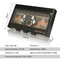 Amplificateur 4 canaux M4 pour système audio de voiture, 140W RMS, classe AB, bridable
