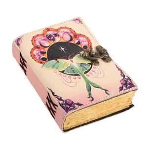 Diario de cuero hecho a mano con estampado de mariposa lunar, Grimoire, Libro de hechizos, Diario encuadernado, Papel con borde deshilachado, Vintage, Año Nuevo Chino, Pascua - Product Image 2