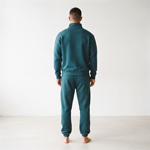 Conjunto Deportivo para Hombre, Chaqueta de Cuello Alto con Cierre de Media Cremallera, Pantalones Anchos, Estilo Urbano Informal, Dos Piezas - Product Image 6