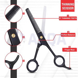 Ciseaux de barbier en acier inoxydable noir à 28 dents pour droitiers, pour la texture et le mélange professionnel des cheveux - Product Image 5