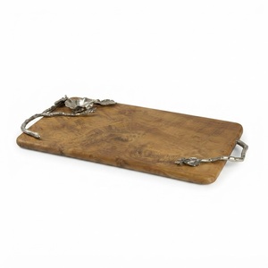 Handcrafted Olive Branch Wooden Serving Tray With <b>Decorative</b> Metal <b>Twig</b> Handles <b>Decorative</b> Platter For Hotel And Wedding Gifts - Product Image 1