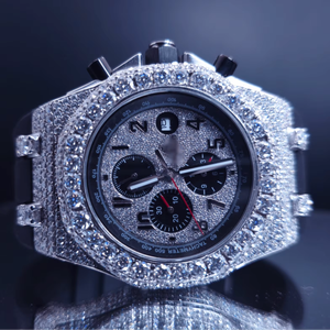 Montre de luxe en moissanite VVS avec bracelet en caoutchouc, entièrement sertie de diamants, automatique, mécanique, style hip-hop pour hommes - Product Image 1