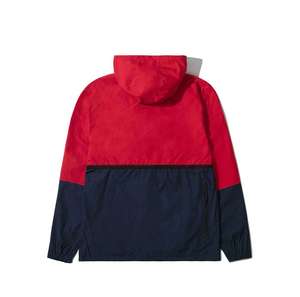 Men's <b>Red</b> Color Blocking Hooded Windproof Jacket With Zipper Closure Casual Style Polyester Shell Autumn Wear - Product Image 2