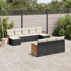 Set Divano da Giardino Nero e Bianco Crema - Product Image 1