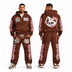 ชุดเซ็ตแทรคสูทผู้ชายแบบกำหนดเอง เสื้อฮู้ดดี้ กางเกงจ็อกเกอร์ พิมพ์ลายสตรีทแวร์ ชุดลำลอง 2 ชิ้น ชุดสเวตสูท พร้อมโลโก้แบบกำหนดเอง - Product Image 1