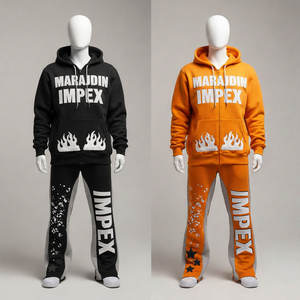 ชุดเซ็ตสองชิ้นสำหรับฤดูหนาว กางเกงขายาวผ้าเฟรนช์เทอร์รี่ปักลาย ฮู้ดดี้แบบจ็อกเกอร์ มีเชือกผูก เอวสูง ผ้าหนา เป็นมิตรต่อสิ่งแวดล้อม - Product Image 5