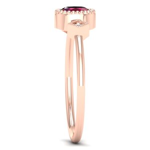 Bague de fiançailles REYES en or rose 14 carats, moissanite certifiée GRA, taille ovale, 0,35 carat, rubis, bijoux pour femmes, vente flash - Product Image 3