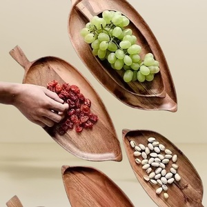Bandeja de Servir Hecha a Mano con Forma de Hoja de Madera |   Plato de Madera para <span class=keywords><strong>Sushi</strong></span>, Bandeja para Servir Aperitivos, Postres, Frutos Secos, para Uso en el Hogar y Restaurantes - Product Image 6