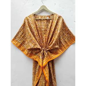 Women's Soft Silk Floral <b>Kaftan</b> Casual <b>Beach</b> Dress Stylish Swimsuit Cover-Up Ethnic Craft Hub India Model ETH-219 - Product Image 3