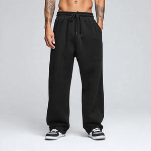 Pantalon de survêtement d'hiver OEM pour homme, coupe large, taille haute avec cordon de serrage, en polaire ample, style pyjama, 450 GSM - Product Image 1