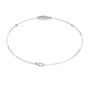 Minimalist Designer Jewellery | Lab Grown Personalized <b>Charm</b> Diamond Bracelet in 10K 14K 18K White Gold with Pave Curve - Product Image 5