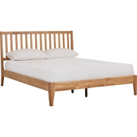 Base de Cama Queen de Madera de Teca Sólida NESTHOUZ con Cabecera Moderna de Listones, Muebles para Dormitorio Interior
