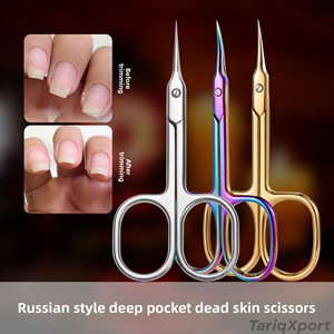 Ciseaux de beauté de style russe 420 à tête courbée, outil pour cuticules, coupe-sourcils, lame droite, lame tranchante, pour gauchers, maquillage - Product Image 6