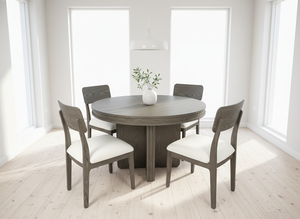 Juego de Mesa de Centro Redonda Moderna con 4 Sillas, Madera de Fresno Maciza y Chapa de MDF, Muebles Duraderos para Sala de Estar - Product Image 4