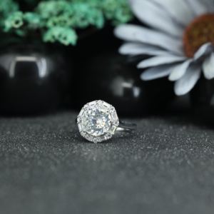 Luxury Round Brilliant Cut Halo <b>Ring</b> Iced Out <b>CZ</b> Moissanite Engagement <b>Ring</b> Women Wedding Jewelry Supplier - Product Image 4