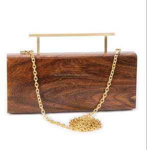 Caja de madera de lujo, bolsos de mano y bolsos de moda personalizados para mujer con cierre de cremallera, diseño de cubierta, cadena cruzada de cuerpo de la India - Product Image 1