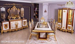 Ensemble de table à manger sculptée à la main en style français, meubles de salle à manger en polissage platine, ensemble de salle à manger sculptée à la main en style italien - Product Image 5