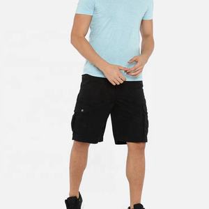 Pantalones cortos Cargo de algodón para hombre, ropa de calle informal de verano, logotipo desgastado negro con múltiples bolsillos, método de tejido de punto - Product Image 4