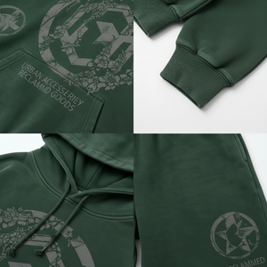 Conjunto de Sudadera con Capucha y Pantalones Cortos Unisex Personalizados con Apliques Verdes, Ropa Urbana Gráfica de Dos Piezas, Fabricante de Ropa de Marca Privada OEM ODM - Product Image 6
