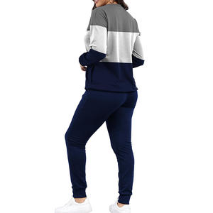 Ensemble sweat-shirt et jogging en coton avec strass brillants et détails en dentelle, couleur unie, tenue de sport élégante pour un usage quotidien et luxueux. - Product Image 2