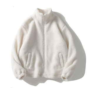 Custom High Quality Embroidered Logo Stand Collar Front <b>Shearling</b> Sherpa <b>Jacket</b> Warm Zip-Up Eco-Friendly Breathable <b>Men</b> - Product Image 6