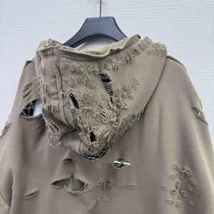 Sweat à capuche zippé surdimensionné pour homme, personnalisé par un designer, en coton épais et lourd, style vintage délavé à l'acide, effet usé et décoloré par le soleil - Product Image 4