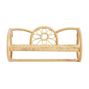 Fancy Daisy Design Rattan Toddler Room Wall Shelf Kids Furniture Double Arch Storage <b>Rack</b> With Clothes <b>Rail</b> Wholesale - Product Image 1