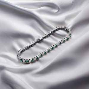 Sterling <b>Silver</b> Emerald Luxury Vintage IGI Certified <b>Bangle</b> Dainty Minimalist Design Gemstone Jewelry Handmade Women Wholesale - Product Image 2