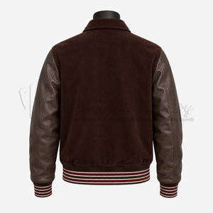 Chaqueta Varsity de Cuero y Lana Marrón Personalizada para Hombre, Chaqueta de Béisbol Estilo Letterman Vintage, Fabricante OEM con Bordado al por Mayor - Product Image 2