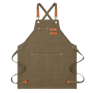 Unisex Brown Genuine Leather Work Apron Cross Back Design Dust Proof Needle Detectable Professional Workshop Utility Multiple - Product Image 3