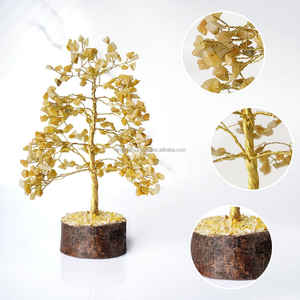 Vente en gros d'aventurine jaune de qualité supérieure M-SEAL arbre à base de bois décoration de la maison pierre semi-précieuse artisanale pierre précieuse Feng Shui - Product Image 4